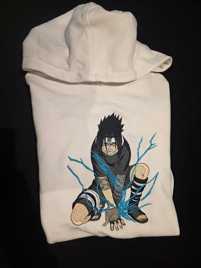 Sasuke Chidori Embroidered Hoodie