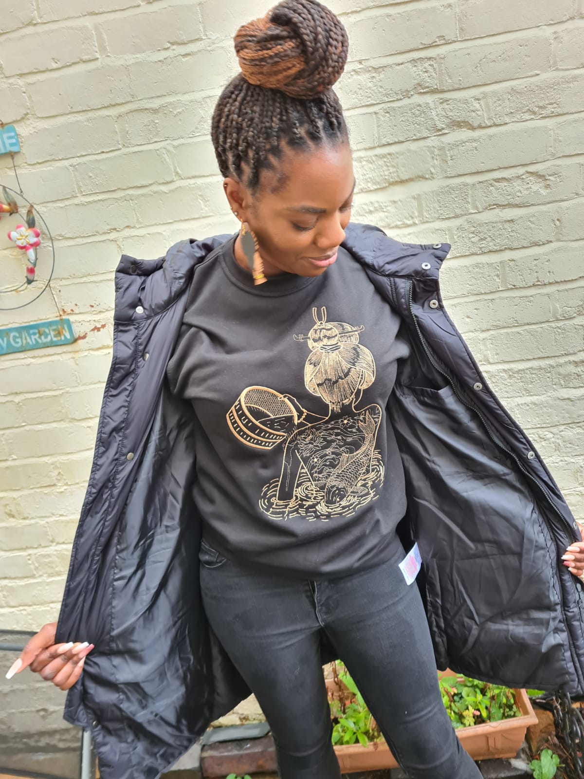 Bathing Geisha Embroidered Sweatshirt ( Rose Gold) - AlkhemistVision