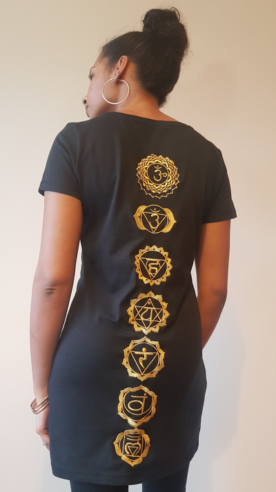 Chakra Embroidered Tshirt Dress (Gold Edition) - AlkhemistVision